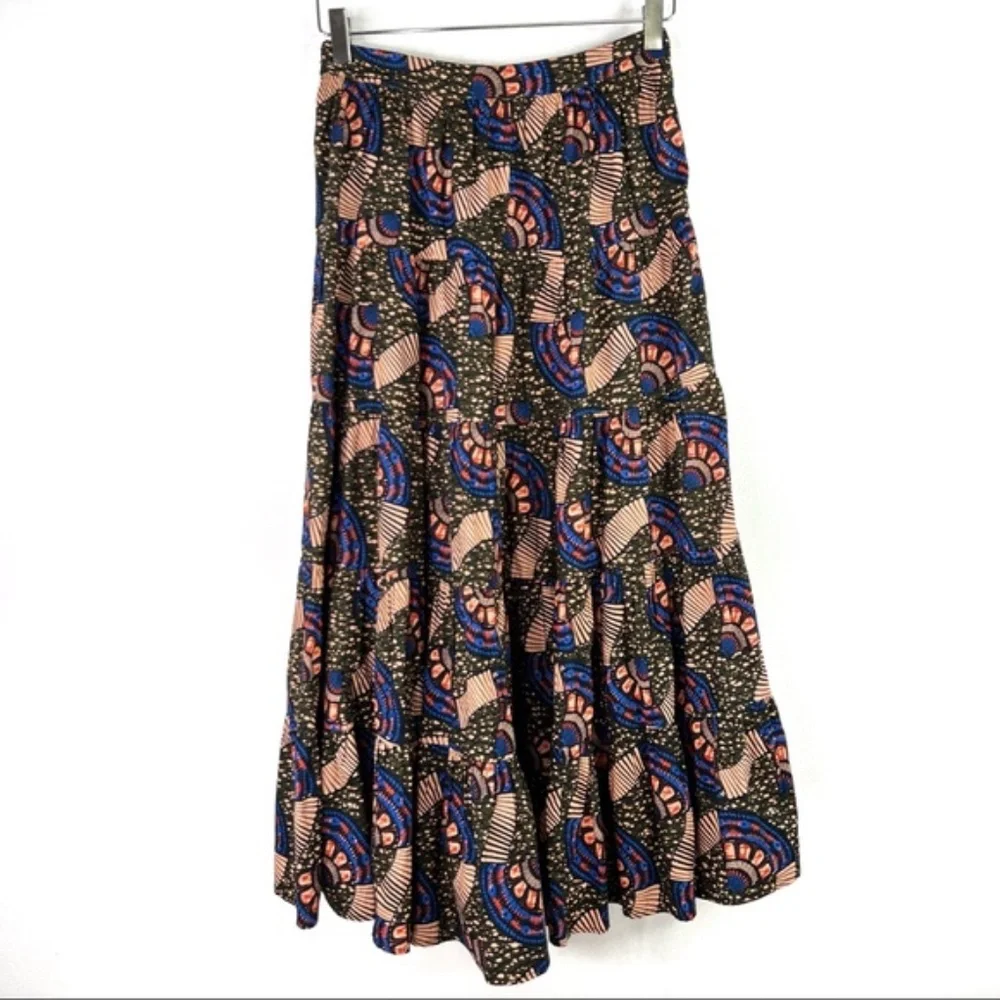 Ulla Johnson Sylvie Tiered Poplin Printed Skirt